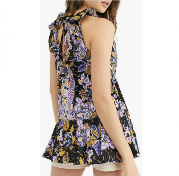 Free People Floral Tunic Black Size Medium - Picture 5 of 10